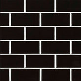 Black Subway Brick 2" X 4" Porcelain Tile, Wall Tile, Backsplash Tile, Bathroom Tile on 12x12 Mesh for Easy Installation